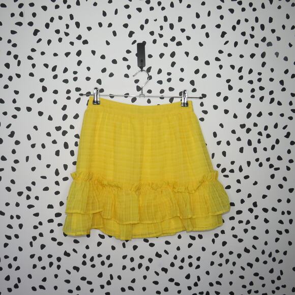 House of Harlow 1960 x Revolve Yellow Soledad Tiered Ruffle Hem Mini Skirt - Picture 3 of 10